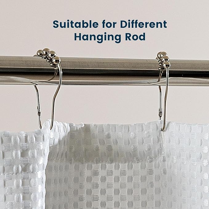 SLEEP ZONE Shower Curtain Liner, Waffle Shower Curtains for Bathroom, Heavy Duty Thick Fabric Shower Curtains - 285GSM Luxury Weighted Polyester Bath Curtain, 72" × 98" (Pure White)