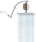 Hibbent All Metal Rain Filtered Shower Head, 10'' High Pressure Rainfall Showerhead with 16" Shower Head Extension Arm, 20 Stage Shower Filter, Solid Brass Adjustable Shower Arm Extender, Chrome