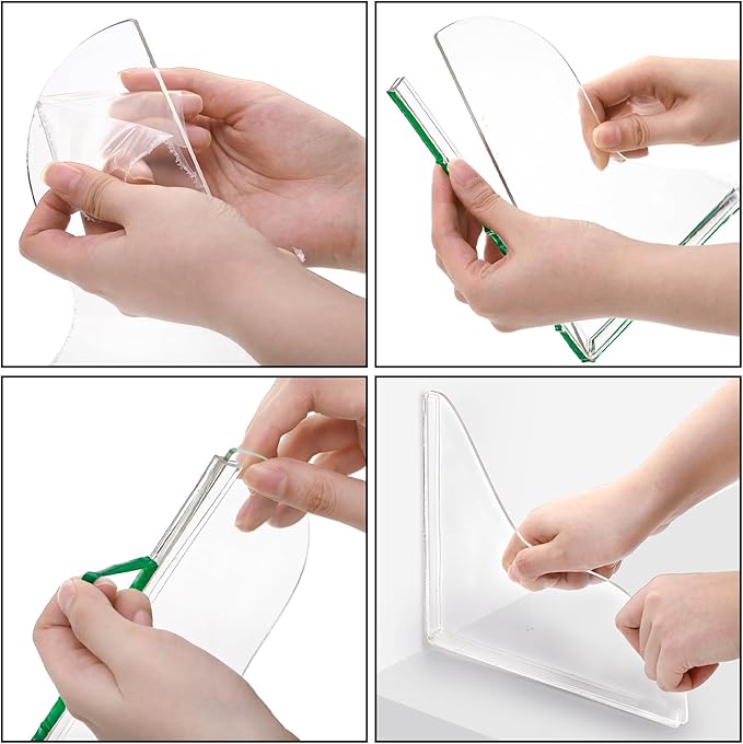 4 Pack Bathtub Splash Guard, Removable Shower Water Guard Kit, Acrylic Waterproof Self-Adhesive Bath Tub Corner Guard to Prevent Water from Splashing Out, Bathtub Accessories