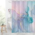 Gibelle Long Fabric Shower Curtain 72 x 78, Tall Abstract Marble Shower Curtain, Pink Turquoise Modern Ink Art Waterproof Fabric Shower Curtain Set with Hooks