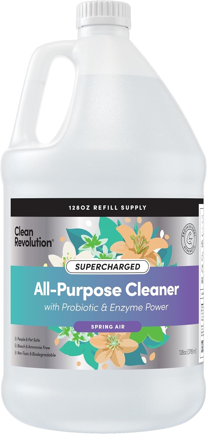 Clean Revolution SuperCharged All Purpose Cleaner, Non-Toxic, Eco-Friendly & Plant-Based, Ready to Use, Spring Air, 128 Fl Oz