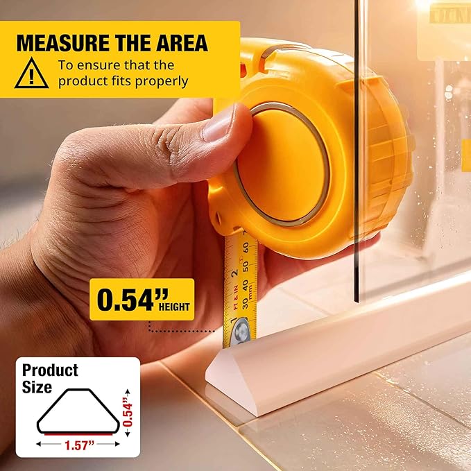 Shower Threshold Water Dam Barrier 100" - White Collapsible Shower Water Blocker - Guard for Walk in Shower - Water Guard Stopper for Floor - Shower Door Water Blocker - Triangular - By Hippo Dam