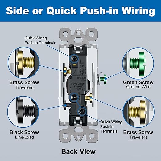 BESTTEN 40 Pack 3-Way Decorator Wall Light Switch, 15A 120V/277V, On/Off Rocker Paddle Wall Switch, Single Pole or Three Way, 3 Wire, w/Wall Plate, Residential and Commercial Grade, UL Listed, White