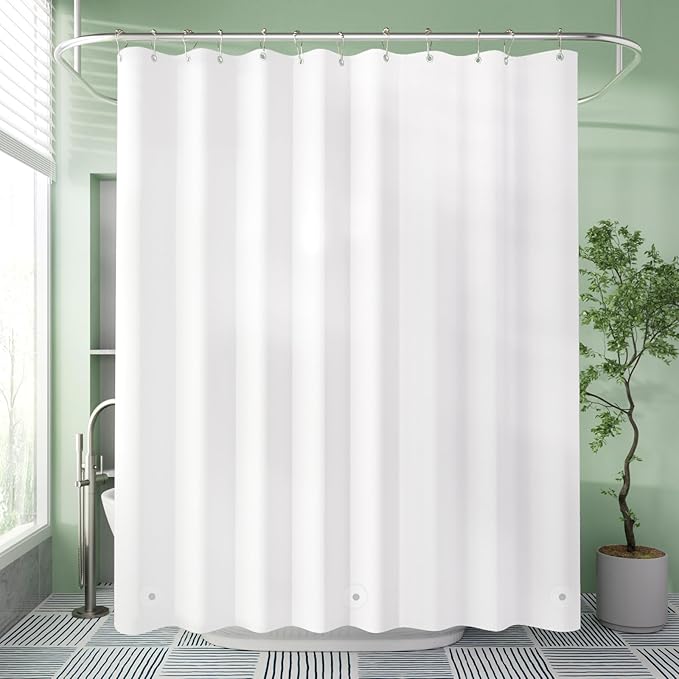 AmazerBath Shower Curtain Liner, 72x72 Plastic White Shower Curtain Liner, Cute Waterproof PEVA Shower Curtains, Lightweight Shower Curtains for Bathroom with Magnets and 12 Rustproof Grommet Holes