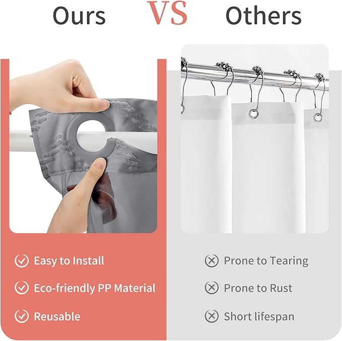 Hookless Shower Curtain with Snap in Liner 71" x 74" Double-Layer Waterproof Polyester Shower Curtain for Bathroom or Hotel Use,Removable Liner,Magnetic Hem,Large Rings,Machine Washable,Grey