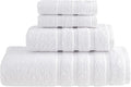 HALLEY Turkish Towels Set (4 Pieces) 650 GSM Highly Absorbent Super Soft 100% Cotton - 1 Bath Towel 1 Hand Towel 2 Washcloths (White)