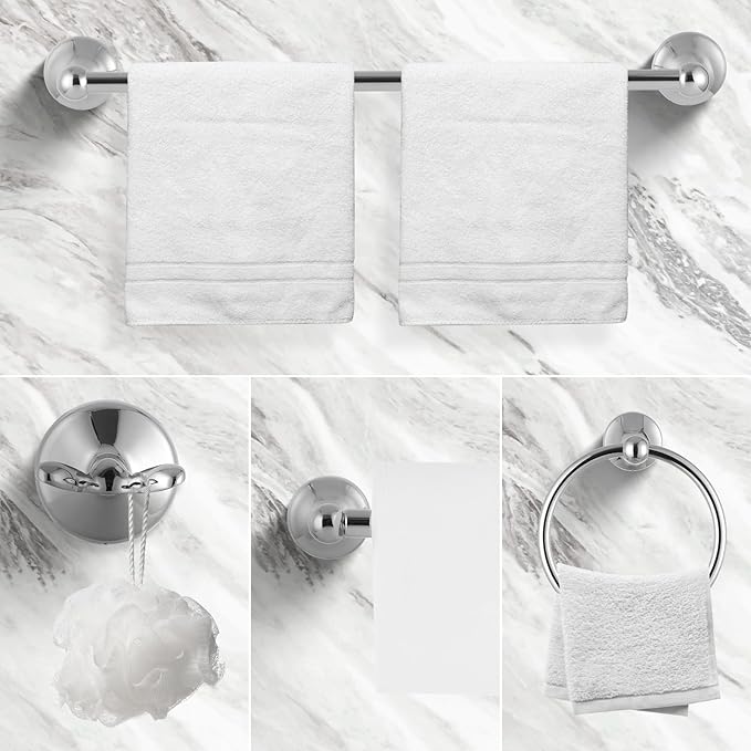 Chrome 5 Piece Bathroom Accessories Set Towel Rack Set Adjustable Expandable Bathroom Hardware kit Towel Bar for Bath Wall Mounted