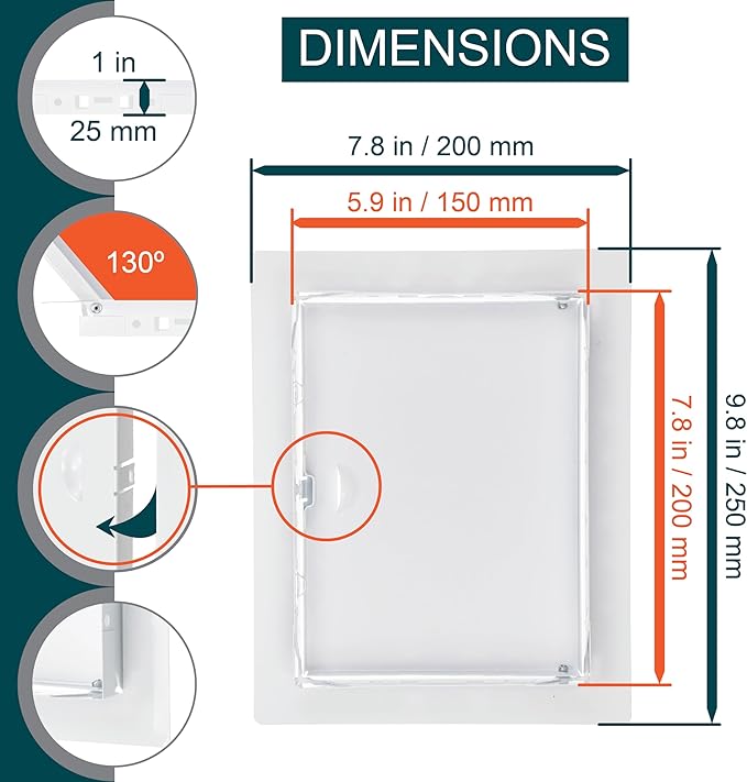 6" x 8" White Metal Access Door. Plumbing, Electricity, Heating, Alarm Wall Access Panel for Drywall