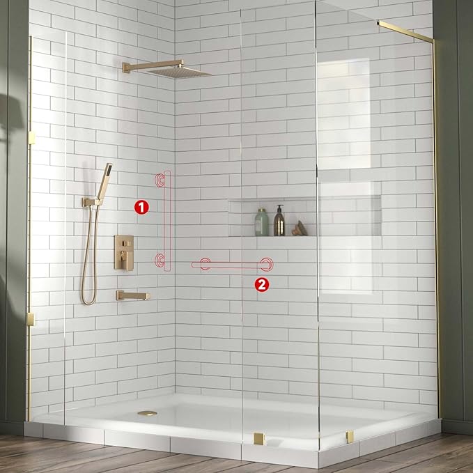 Lava Odoro Shower Grab Bar, Modern Stainless Steel Handicap Grab Bar for Bathtubs and Showers, Shower Safety Bar for Seniors Disabled, ADA-Compliant (Champagne Gold, 24 Inch)