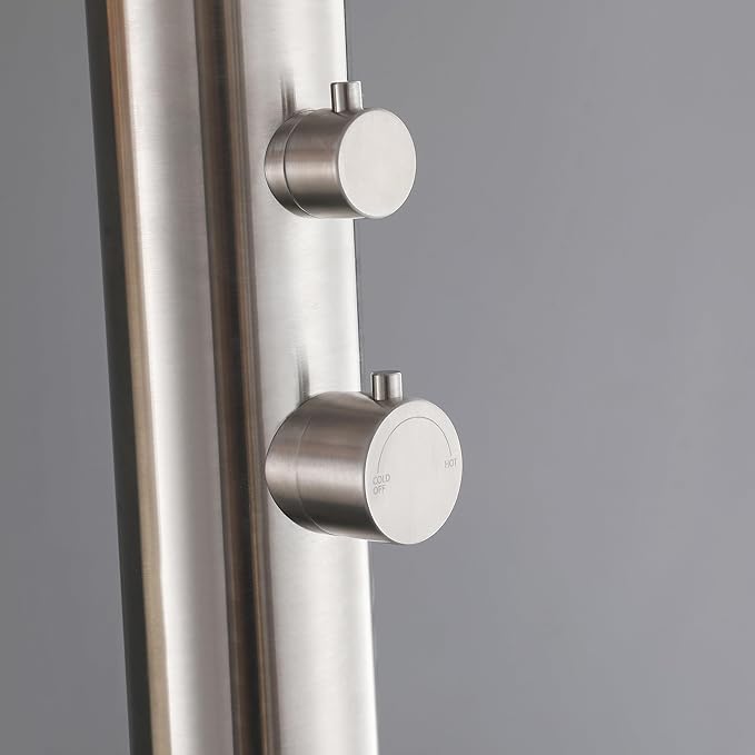 Kelica 316 Marin-Grade Outdoor Shower Fixture for Backyard Garden Beach Poolside, Free Standing Outside Shower Faucet Rain Shower Head & Foot Rinse, Brushed Nickel