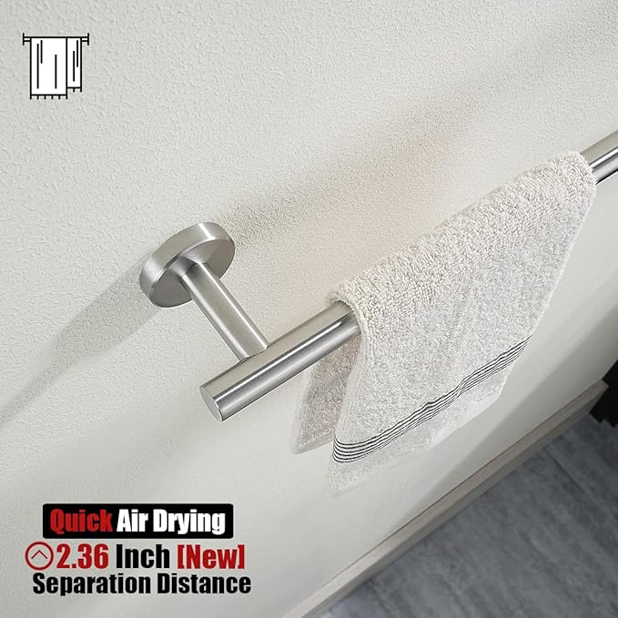 JQK Bath Towel Bar, 27 Inch 304 Stainless Steel Thicken 0.8mm Towel Rack Bathroom, Towel Holder Brushed Finished Wall Mount, Useable Length 24 Inch, TB110L24-BN