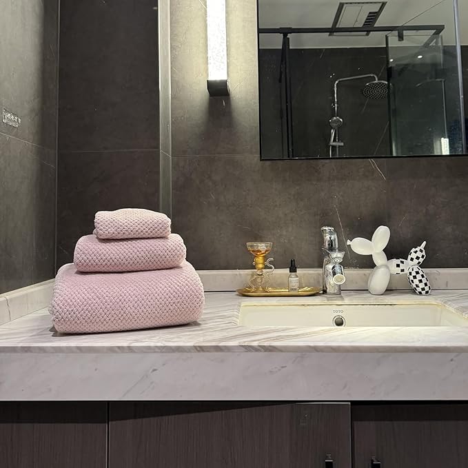 Extra Large Bath Towels Set for Bathroom 30x60 Inches Super Soft Light Weight Quick Dry Microfiber Shower Towels (Pink, 6 Piece)