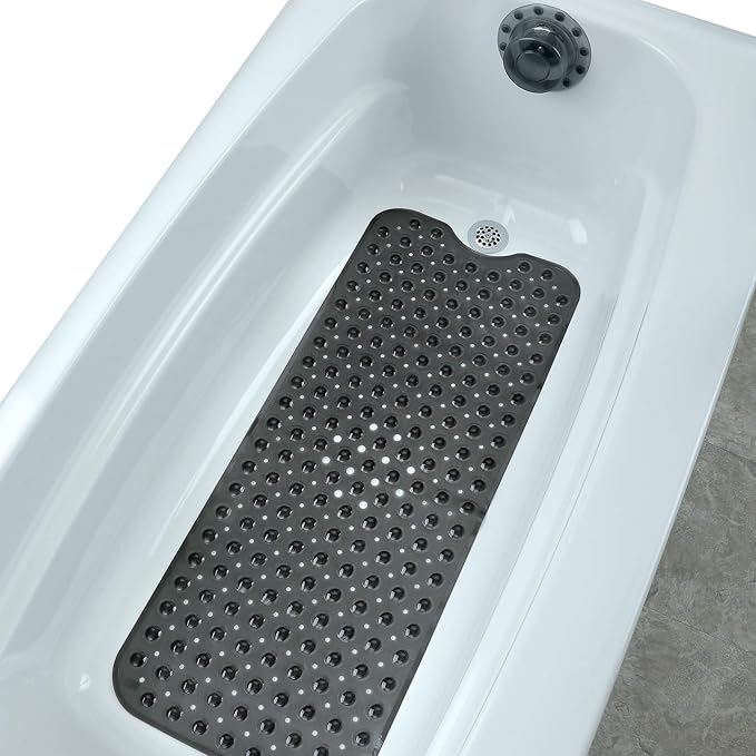 SlipX Solutions Bottomless Bath Overflow Drain Cover for Tub, Adds Inches of Water to Bathtub for a Warmer Deeper Bath, Spa Accessories, Drain Block, Water Stopper Plug (4 inch Inner Diameter, Gray)