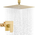 Airuida Shower Faucet Set and Handle Set Single Function Shower Trim Kit Ceiling Mount Rainfall Shower System with Male Threads and Rough-in Valve 12 Inch Square Shower Head Brushed Gold