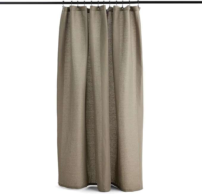 Preston Lane Stonebridge Linen Cotton Shower Curtain, 72" x 72" – 67% Linen 33% Cotton Blend, Fabric Bathroom Curtain with Reinforced Holes with Stitching, Made in Portugal, Eucalyptus