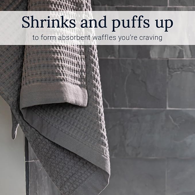 GILDEN TREE Waffle Towels for Bathroom Luxury 100% Cotton Bath Towels, Quick Dry Towel, Thin Super Absorbent Lint Free Shower Towels, Bath Towels Set of 2, Modern Style (Slate)