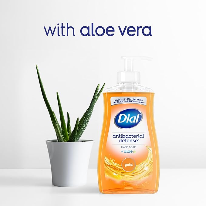 Dial Antibacterial Defense Liquid Hand Soap + Aloe, Gold Scent, 11 Fl Oz (Pack of 4), Dermatologist-Tested Hand Wash, Gentle Formula