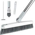 AIR U+ Grout Brush with Long Handle 180° Swivel Scrub Brush with Tweezers to Hair Clip V-Shape Grout Line Scrubber Stiff Bristles for Deep Cleaning Crevice, Tile Line, Shower, Kitchen, Corners（White）