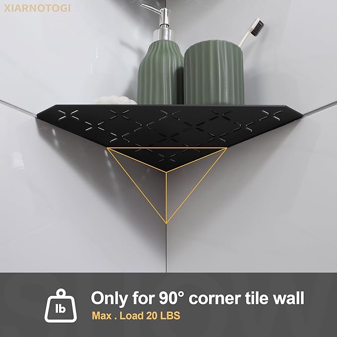 Recessed Corner Shower Shelf, 10" SUS304 Stainless Steel, Heavy Duty Shower Shelf, Grout in Bathroom Shelves for Tile Walls (1 Pack, Cross-Matte Black)