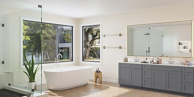 ROOMTEC Bathroom Cabinet, 30'' Free Standing Single Bathroom Vanity with 2 False Drawers and 2 Doors,Morden Bathroom Sink Vanity Storage Cabinet, Shaker Gray