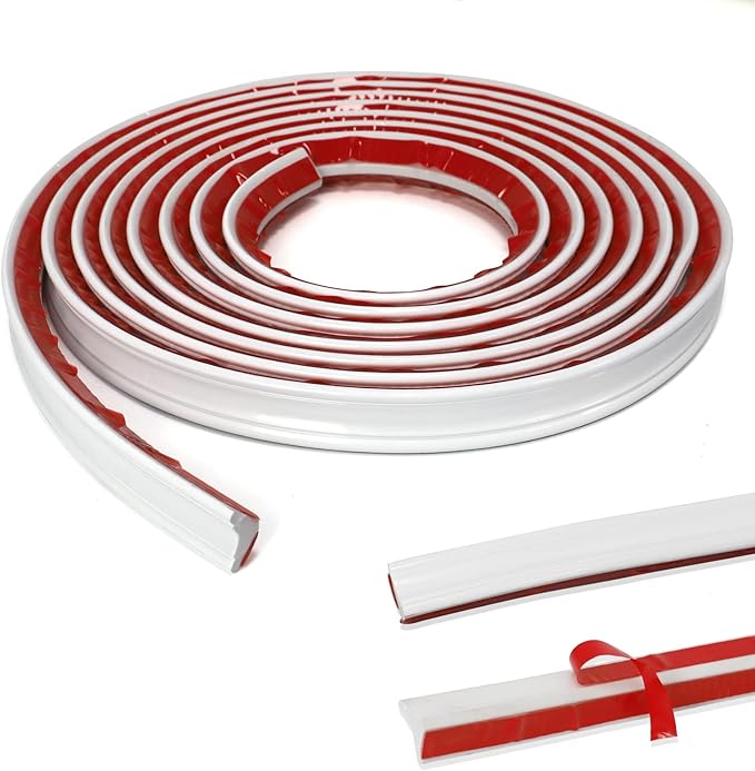 Flexible Trim Caulk Strip Wall Moulding Trim, 1 in x16 Ft Peel and Stick Trim for Wall Corner Deco, Ceiling, Backsplash Tile Edge, Countertops, Baseboard, Floor(White)
