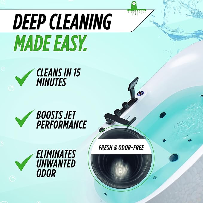 Oh Yuk Jetted Tub Cleaner for Jacuzzis, Bathtubs, Whirlpools, The Most Effective Jetted Tub Cleaner, Septic Safe, 4 Cleanings per Bottle - 16 Ounces