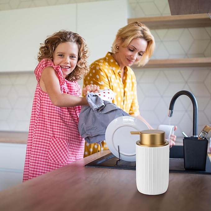 Soap Foaming Dispenser Ceramic with Easy-to-Press Pump Hand Foam Dispenser for Shampoo Bathroom Countertop 13.5 oz
