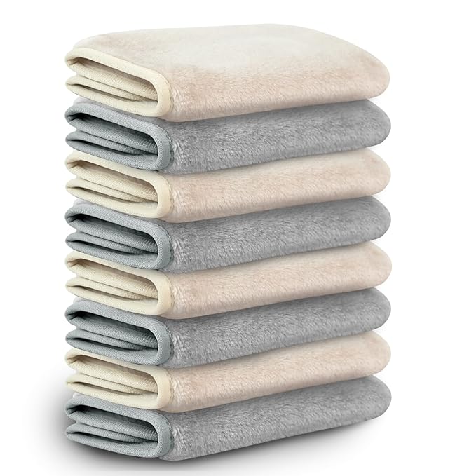 Nugilla Makeup Remover Cloths, 8 Packs Makeup Remover Towels Reusable Face Wash Cloth, Soft Microfiber Face Cloth for Women(Cool Gal)