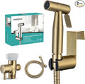 BARROCK Handheld Bidet Sprayer for Toilet, 2 Pack Bidets Faucet for Existing Toilets Cloth Diaper Jet Sprayer, Stainless Steel Muslim Shower Brushed Gold Bidet Attachment Set for Baby/Feminine Wash