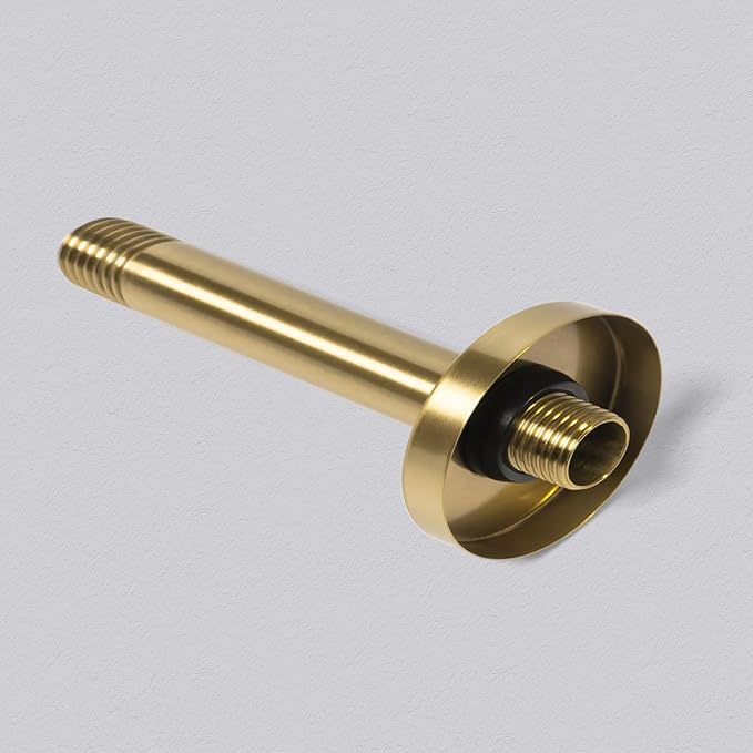 6 Inch Shower Arm with Flange, Ceiling Mounted Shower Head Extension Arm, 1/2 NPT Straight Arm for Rain Shower Head, Stainless Steel Shower Head Extension Replacement Pipe Arm, Brusheed Gold