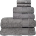 Hencely 6-Piece Bath Towel Set - High Absorbency, Quick Drying - 100% Soft Turkish Cotton - 2 Bath Towels, 2 Hand Towels, 2 Washcloths - for Bathroom, Home, Hotel, Spa, and Gym - 6-Pack Gray