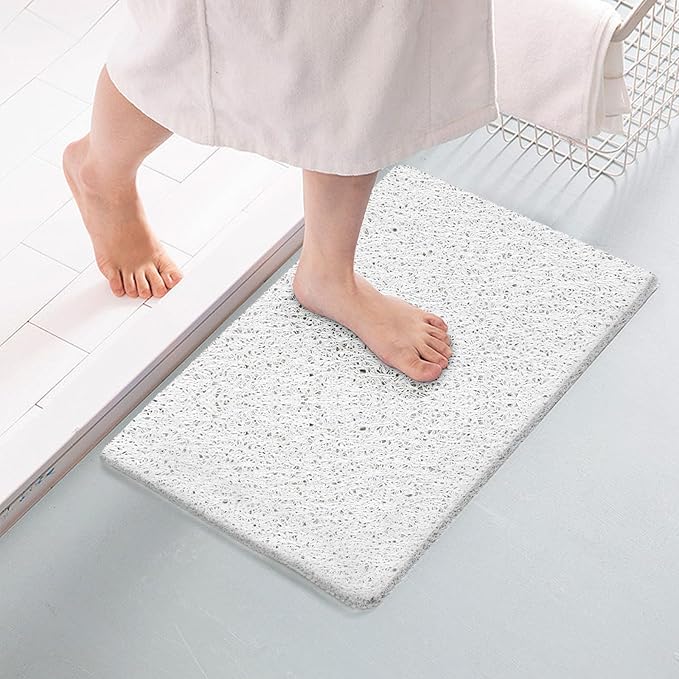 Joyhalo Shower Mats for Showers Anti Slip for Elderly, 17'' x 30'' Non Slip Bath Mat for Inside Shower, Bath Tub Mats for Bathroom Non Slip for Shower, PVC Loofah Bathroom Mats, White