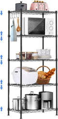 BNSPLY 5 Tier Wire Shelving Unit, Adjustable Wire Rack Shelving, Changeable Metal Wire Storage Shelves for Kitchen, Laundry, Bathroom, Balcony, Pantry (11.4" D x 21.3" W x 59" H, Black)