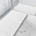 Yimobra Bathroom Rugs Sets 2 Piece - Quick Dry Extra Thick Luxury Chenille Bath Mat, Non Slip Super Absorbent for Tub Shower Sink, Machine Washable Shaggy Floor Mat, 44"x24"+24"x17" Inch, White