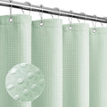 Gibelle Long Shower Curtain 72 x 78, Tall Waffle Weave Textured Fabric Shower Curtain for Bathroom, Water Repellent, Machine Washable, Mint Green