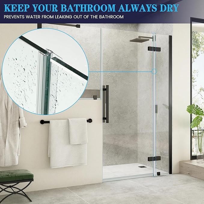 Bathroom Shower Door Seal Strip, 2PCS 78 Inch Shower Door Side Seal Strips, PVC Transparent Shower Door Seal Strip for 3/8"(10MM) Frameless Shower Door