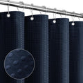 Gibelle Navy Blue Shower Curtain, Waffle Weave Textured Fabric Shower Curtain for Bathroom - Soft Cloth & Hotel Spa Luxury, Water Repellent, Machine Washable, 72X72, Navy Blue