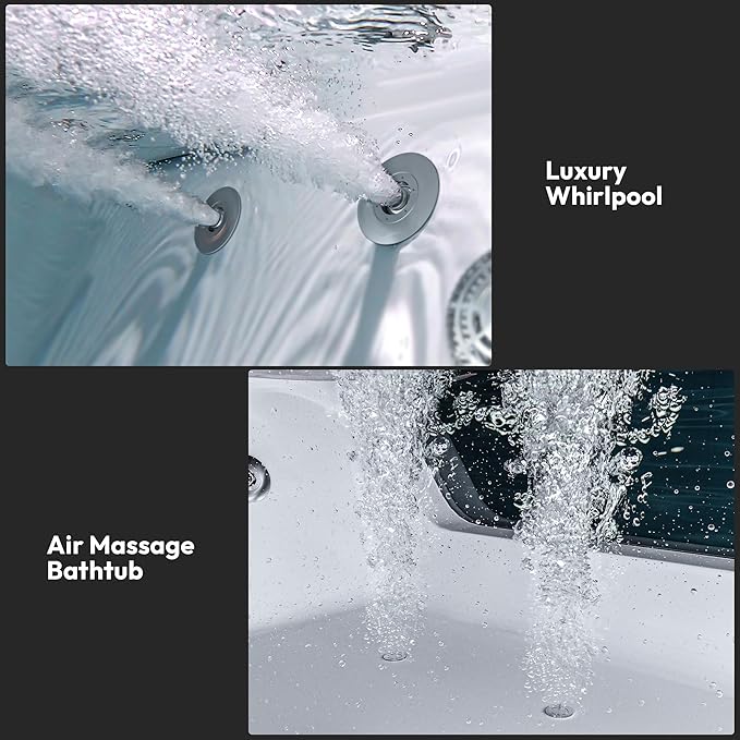 Empava PRO Series 71"x48" Whirlpool Tub | Heated Bubble Spa for 2 with Thermostatic Control & Chromotherapy | Acrylic Freestanding Soaking Bathtub, White (ETL Certified)