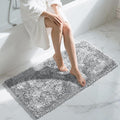 Yimobra Long Bathroom Rug Non Slip 44x24 Inch, Extra Thick Soft Absorbent Chenille Bath Mat, Machine Washable Bath Rugs for Bathroom Floor, Tub and Shower, Home Decor Accessories, Light Grey