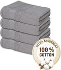 Melissa Linen, 4 Piece Washcloth Set, 100% Turkish Cotton Towels for Body and Face, 12 in x 12 in, Absorbent, Quick Dry, Durable and Soft, Baby Washcloths, Wash Rags for Kitchen, Steel Grey
