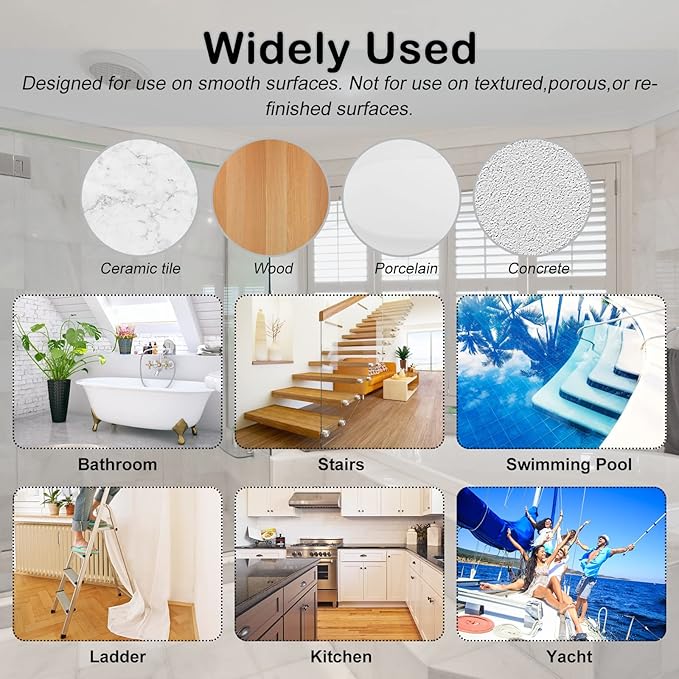 S&X Bathtub Non-Slip Stickers,Gritty Textured Slip-Resistant Treads,Pack of 12 – 0.75 x 11 Inches (Gray)