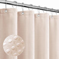 Gibelle Extra Long Shower Curtain 72 x 84, Tall Waffle Weave Textured Fabric Shower Curtain for Bathroom, Water Repellent, Machine Washable, Blush Pink