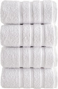 HALLEY Turkish 4 Pack Premium Hand Towels (4 Pieces) 650 GSM Highly Absorbent Super Soft 100% Cotton - 4 Hand Towels (White)