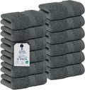 DAN RIVER 12-Pack Premium 100% Cotton Gray Face Towels – Reusable Face Towel Set, Soft & Absorbent Cotton Cloths for Bathroom & Body – Hand and Face Towels, 550 GSM (12x12 in)
