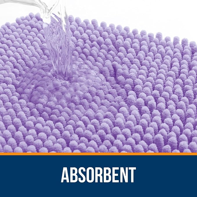 OLANLY Bathroom Rugs Sets 2 Piece, Soft Absorbent Chenille Bath Mats and U-Shaped Contour Toilet Mat Area Rug Set, Machine Washable Bath Carpet, Home Decor Accessories(24"x16"+24"x20", Lavender)