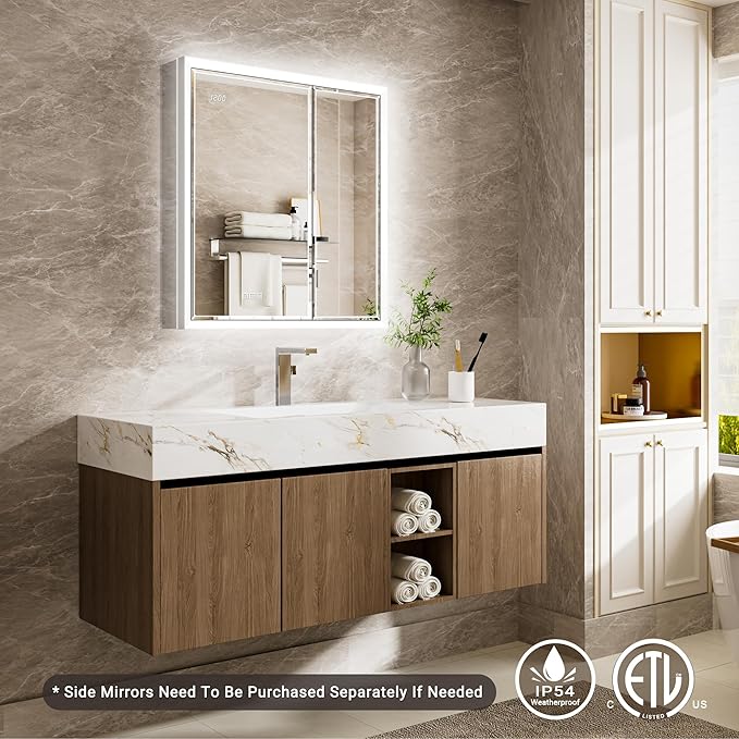 Side Mirrored Kits, 4'' W x 32'' H Decorative Side Mirrors Set of 2 for 32-Inch-Height Beveled Lighted Mirror Cabinet Surface-Mounting-Use Only (for Model-Anglora)