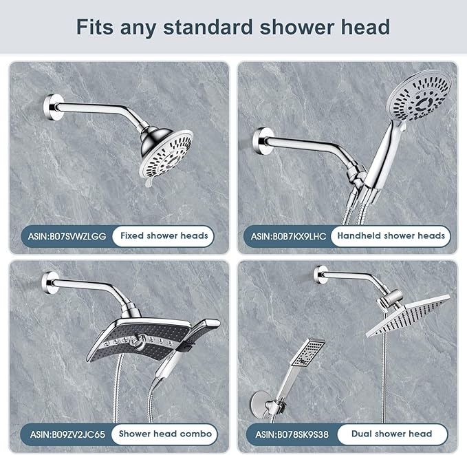 BRIGHT SHOWERS Shower Arm with Flange 10 Inches Solid Brass Shower Head Extension Arm, Wall Mounted Shower Pipe Arm for Rainfall Shower Head and Handheld Showerhead, Chrome