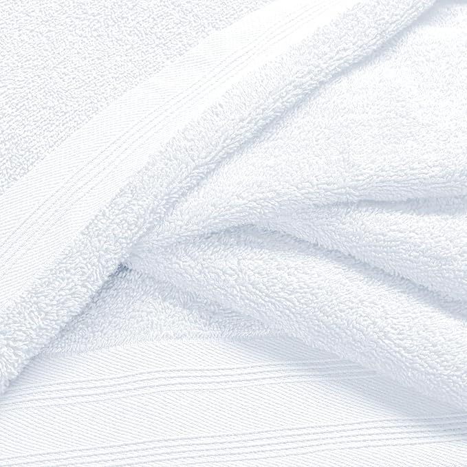 Ultra Soft 3 Pack Cotton Towel Set, Contains a Bath Towels 28x55 inch, a Hand Towels 16x24 inch & a Wash Coths 12x12 inch, Ideal Everyday use, Compact & Lightweight - White, Medium