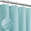 Gibelle Long Shower Curtain 72 x 78, Tall Waffle Weave Textured Fabric Shower Curtain for Bathroom, Water Repellent, Machine Washable, Teal