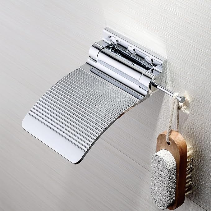 Shower Foot Rest - Heavy Duty Shower Footrest for Shaving Legs, Wall-Mounted Foldable Foot Holder Step Stool in Chrome Plated Solid Brass